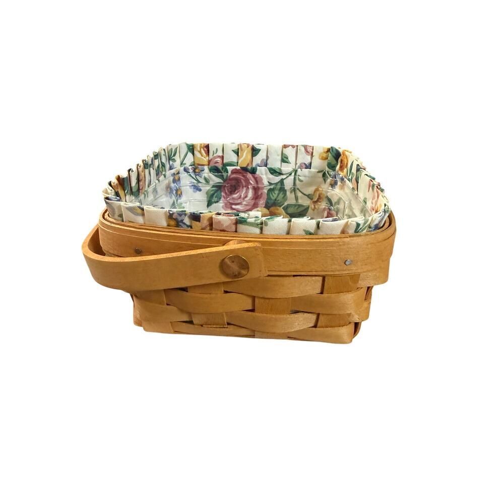 Vintageโ1999 Longaberger Berry Basket w/ Liner and Floral Insert